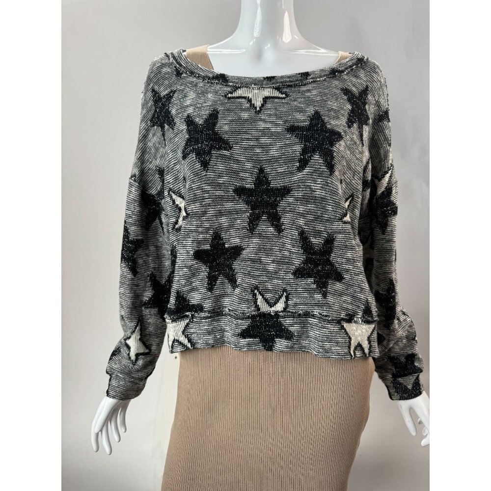 Starry Splendid Womens Sweater Large Cotton & Polyester Black/White Knit